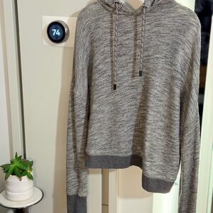 Rag & Bone Jean Marled Terry Crossback Cropped Women's Hoodie. Gray. SM